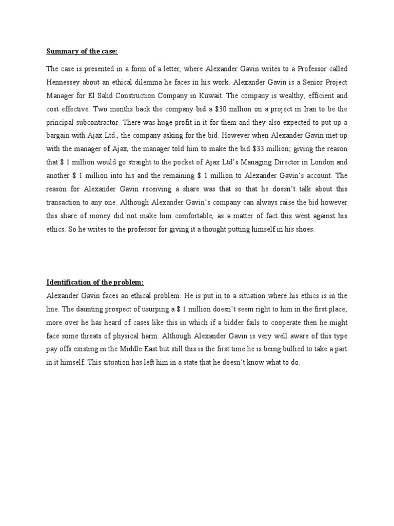 Alexander gavins dilemma essay picture