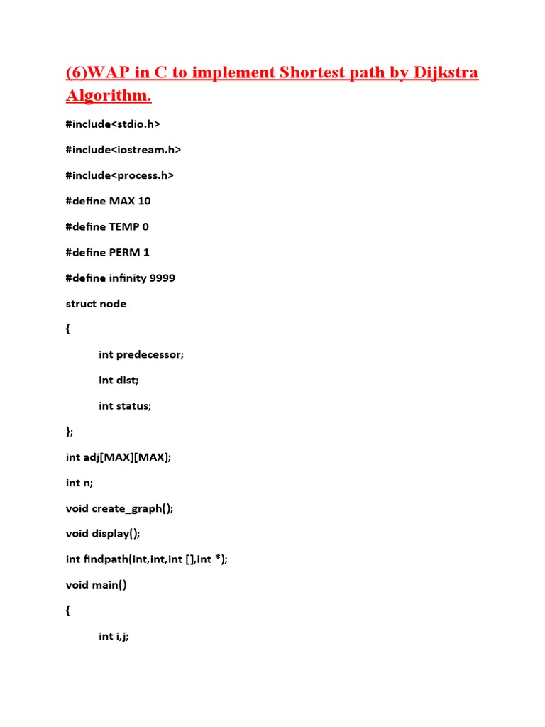Dijkstra's Algorithm Implementation in C | PDF | Computer Engineering ...