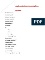 WAP in C To Implement Minimal Spanning Tree by (A) Kruskal's Algorithm