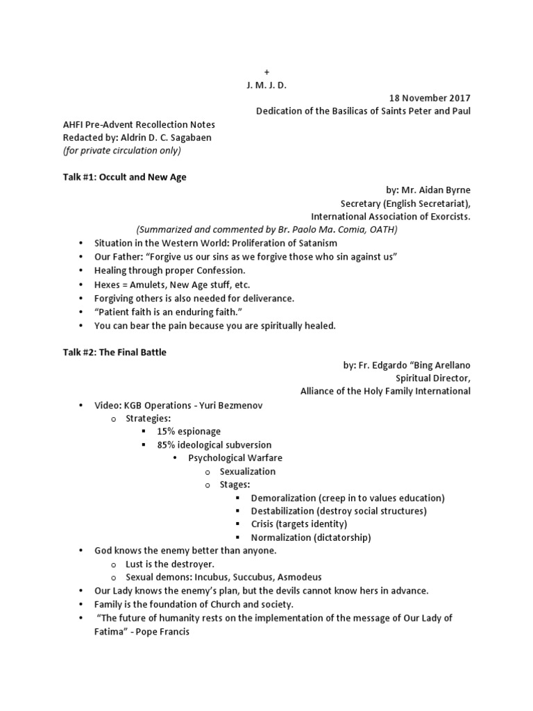 AHFI Recollection 2017 Notes | PDF | Religion & Spirituality