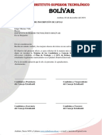 Solicitud de inscripción de listas para elecciones de consejo estudiantil ITS Bolívar