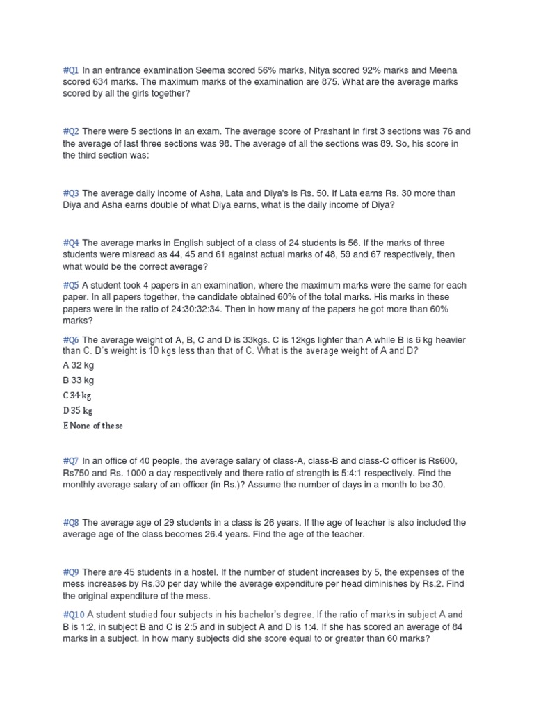 Average Ques | PDF