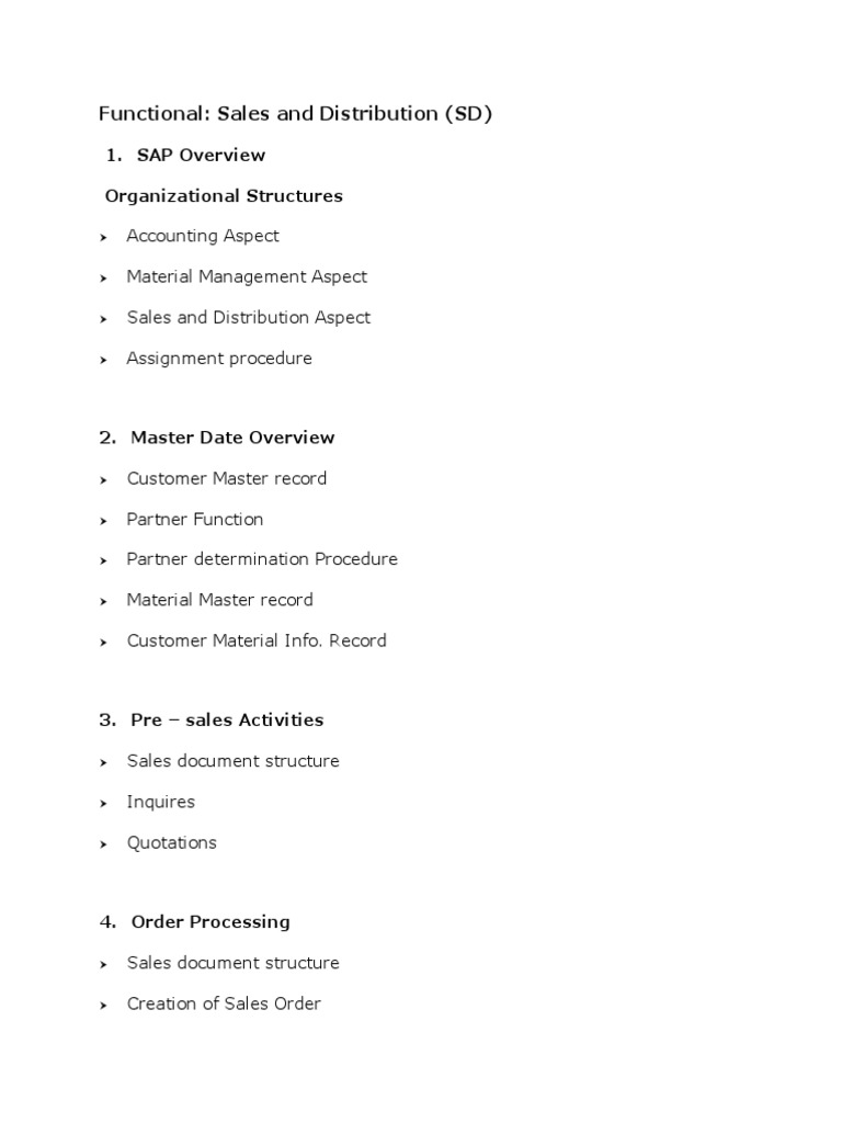 Functional: Sales and Distribution (SD) : 1. SAP Overview ...