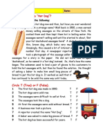 Why Is It Called A Hot Dog Reading Comprehension Exercises - 102634