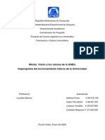 Orientación y Cultura Universitaria (Mision, Vision, Valores y Organigrama UNEG)