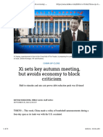 Xi Sets Key Autumn Meeting, But Avoids Economy To Block Criticism