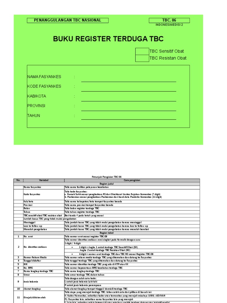 Register Terduga TBC 2019 | PDF