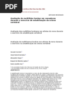 Avaliação do multifidus lombar em remadores durante o exercício de estabilização da coluna vertebral