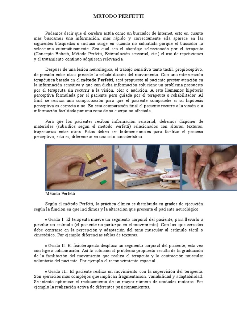 Método Perfetti en Rehabilitación Neurológica | PDF | Procesos mentales ...