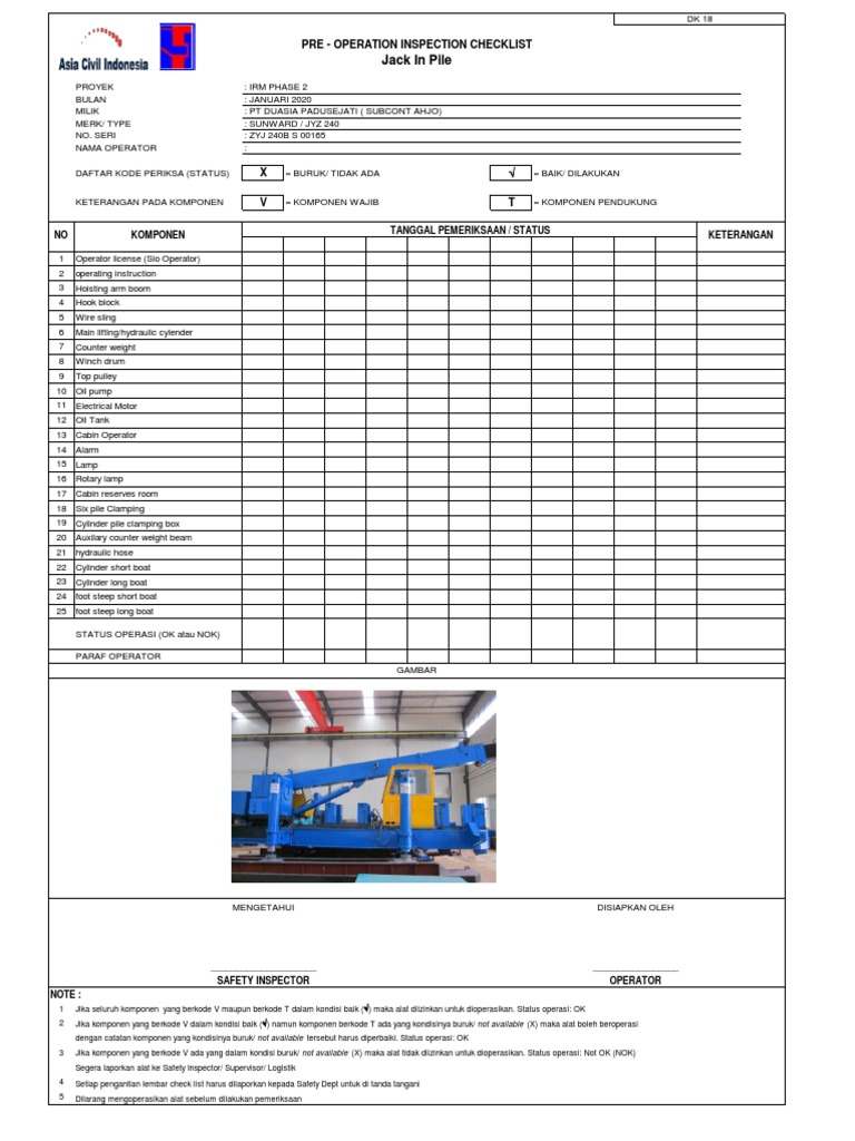 Checklist Inspeksi Jack Hidrolik | PDF