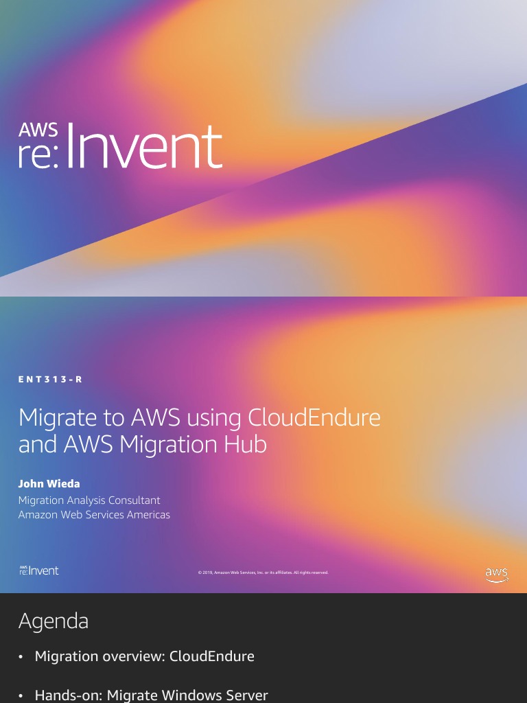 Migrate To AWS Using CloudEndure and AWS Migration Hub ENT313R2 PDF Amazon  Services
