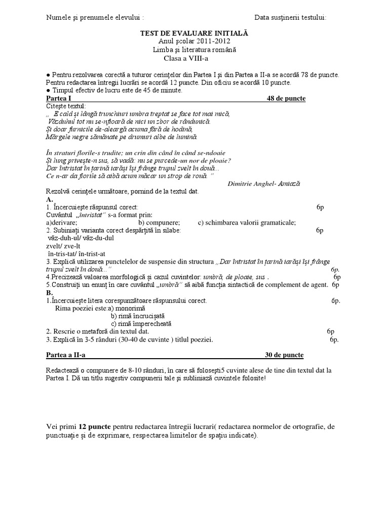 Test Initial Cls VIII | PDF