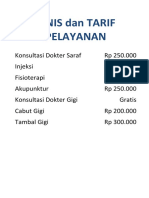 JENIS Dan TARIF PELAYANAN