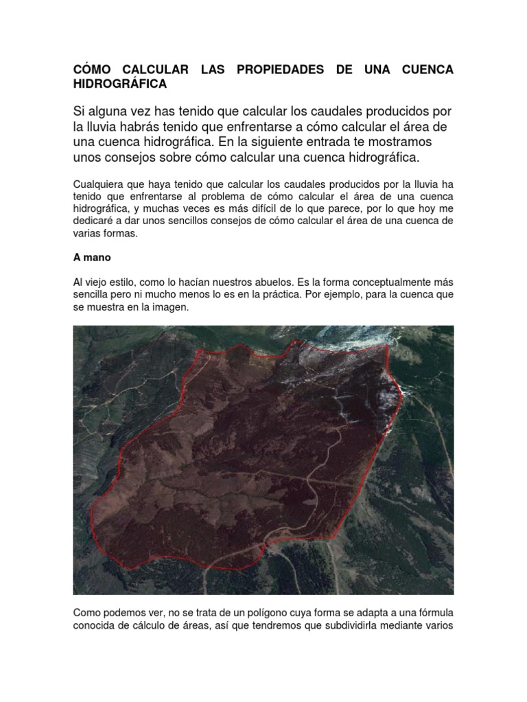 Penetración miércoles Delicioso Calculo de Cuenca Hidrográfica | PDF | Precipitación | Cuenca de drenaje