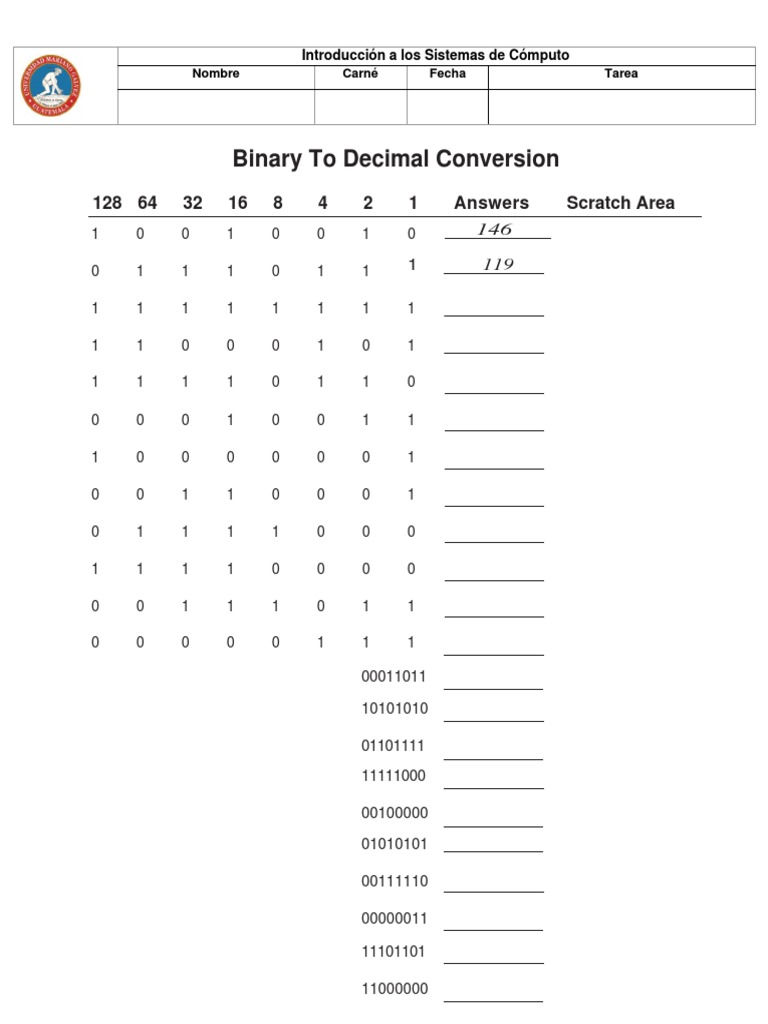 Binary To Decimal Conversion PDF | PDF | Arquitectura de Computadores ...