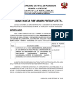 Constancia de Prevision Ejecucion de Obra