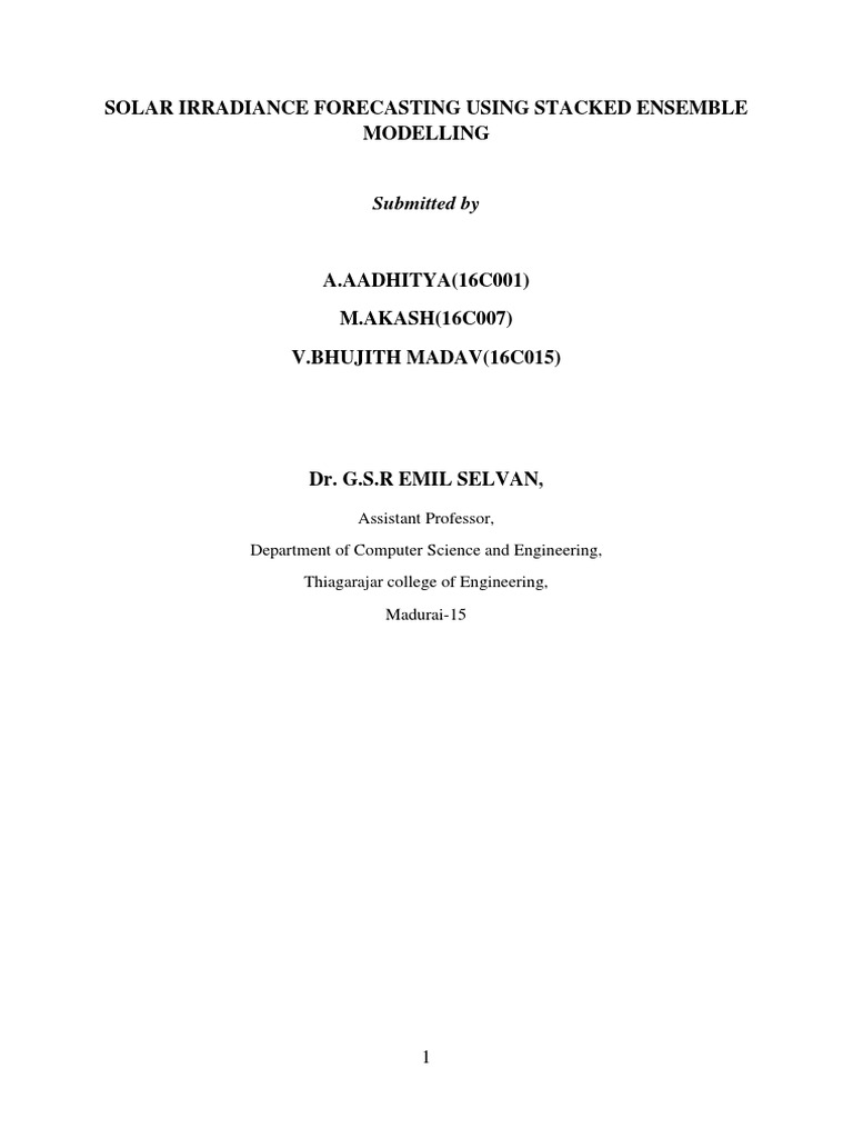 Solar Irradiance Forecasting Model | PDF | Numerical Weather Prediction ...