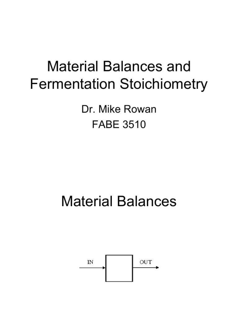 Material Balances in Fermentation Processes | PDF | Technology ...
