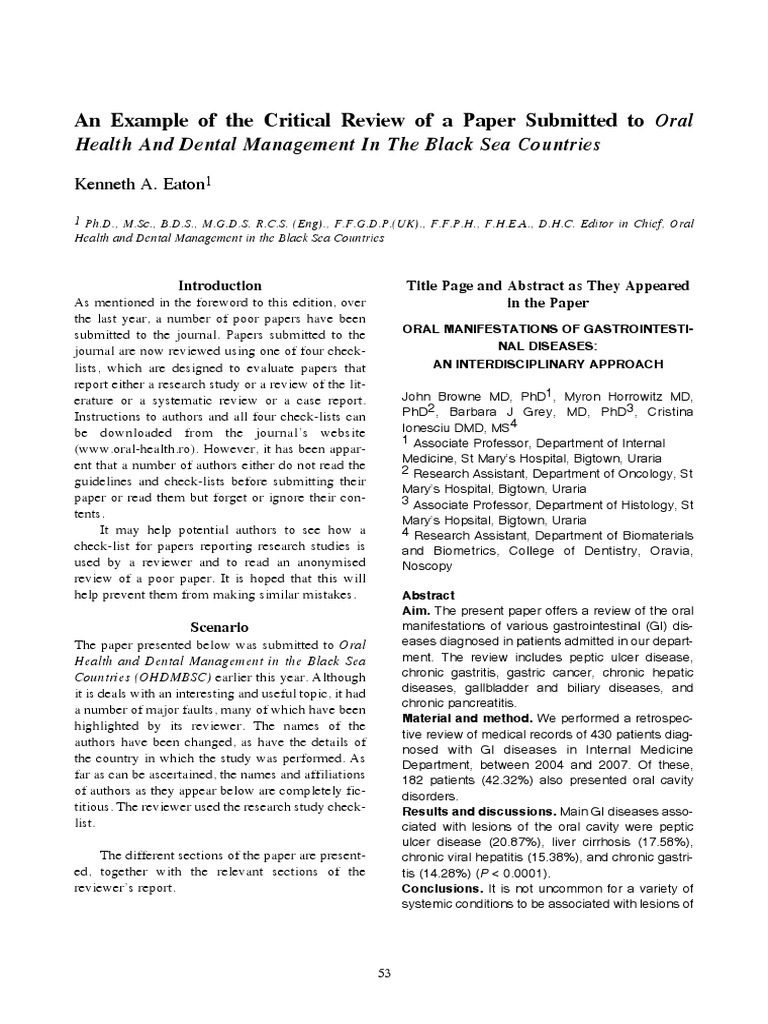 Critical Review of GI Disease Paper | PDF