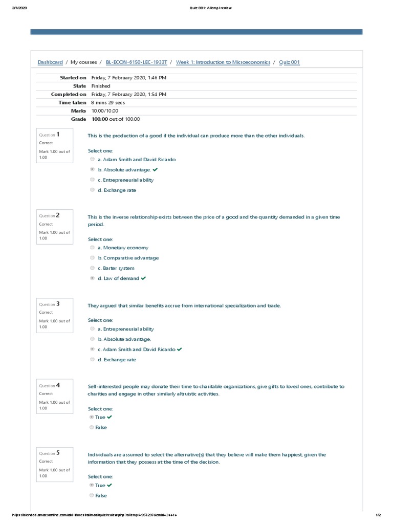 Quiz 001 - Attempt Review | PDF