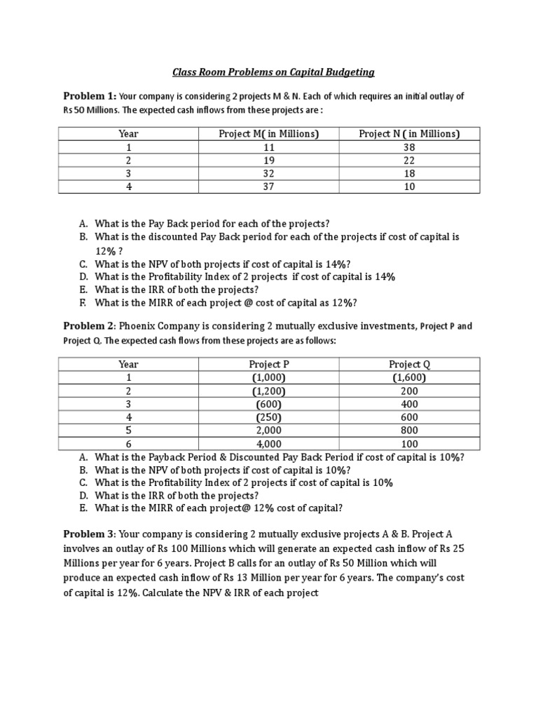 Capital Budgeting Classroom Guide | PDF | Business | Technology ...