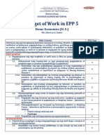 Budget of Work - EPP 5