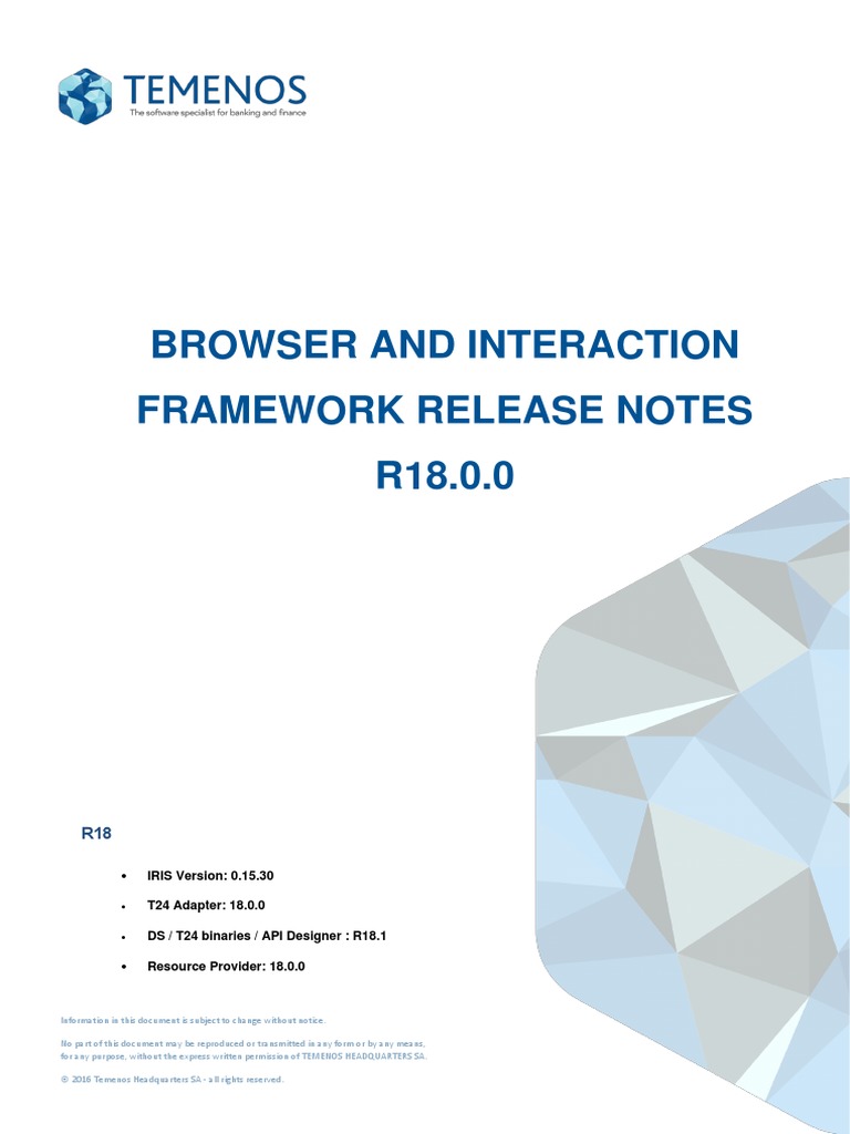 Browser Interaction Framework ReleaseNotes Release R18 | PDF