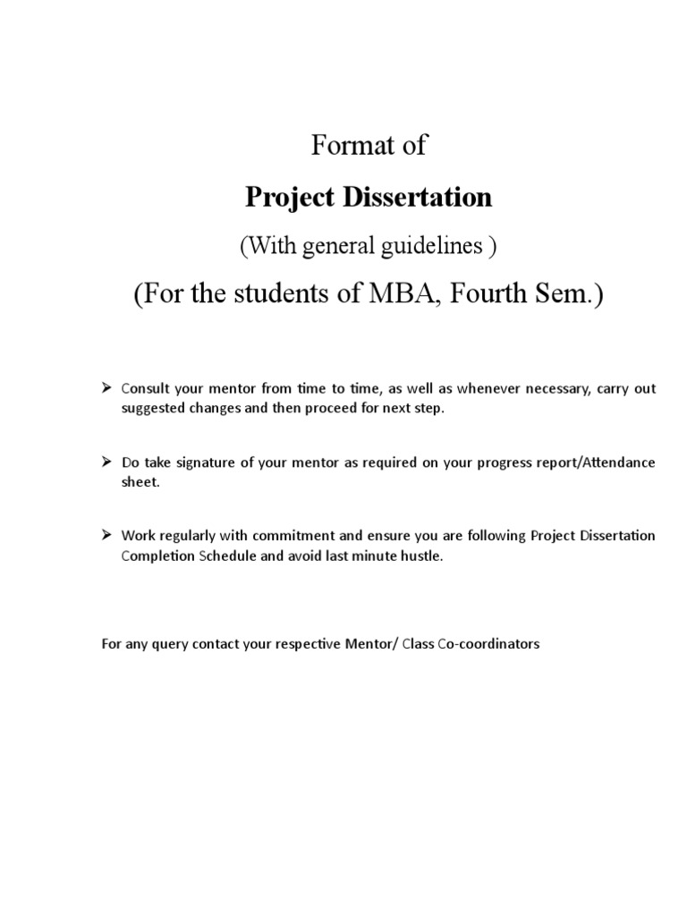 MBA Project Dissertation Format Guide | PDF | Career & Growth | Art
