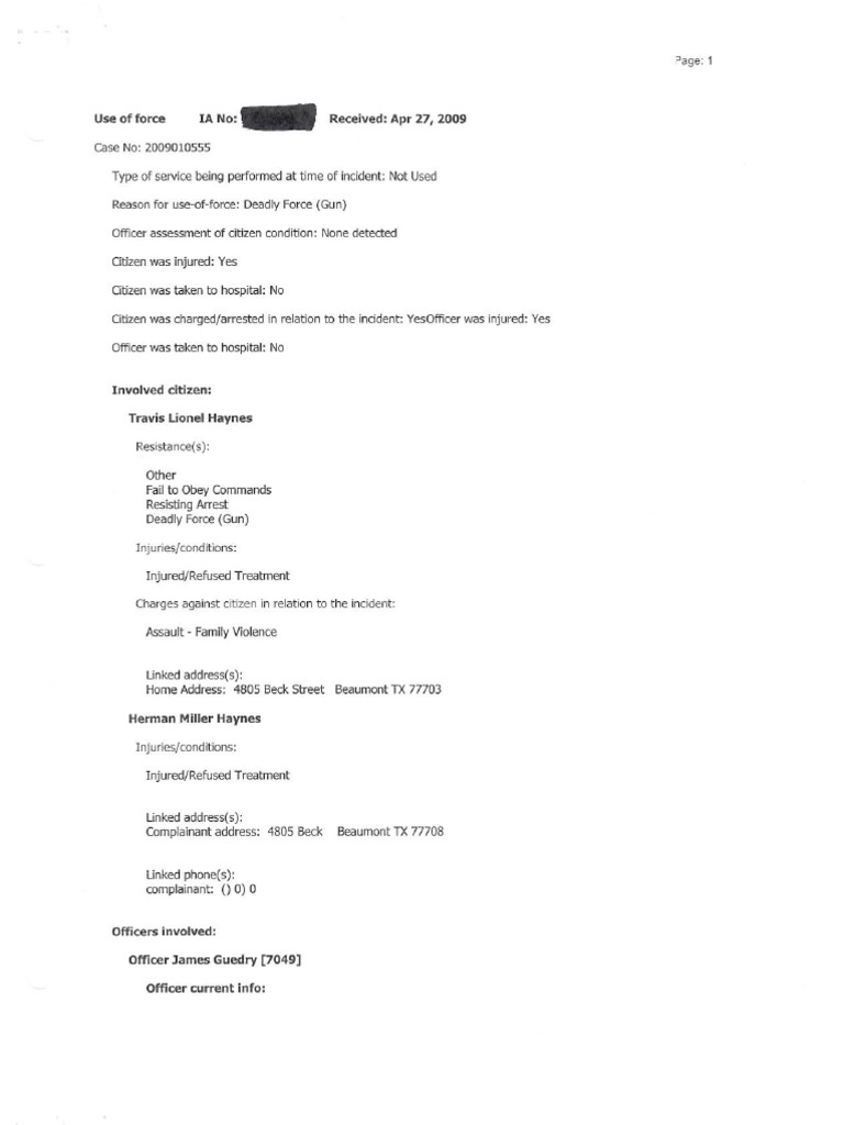 Officer James Guedry Use of Force PDFs PDF