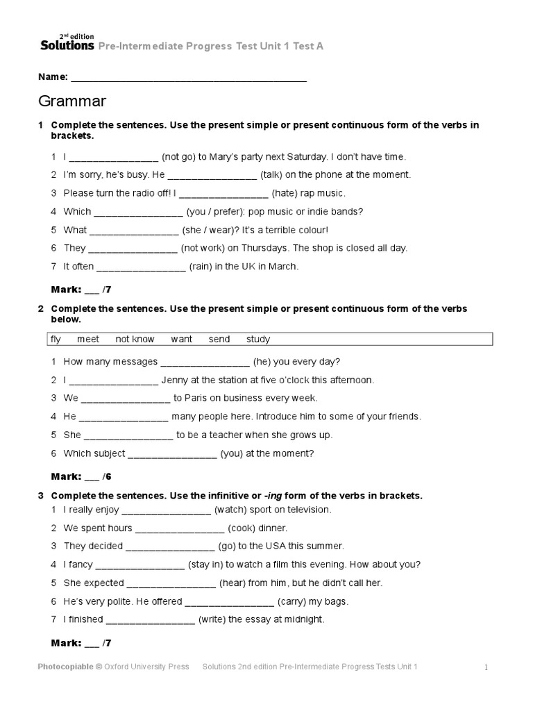 Solutions2e - Progress Test - Un01 - A | PDF