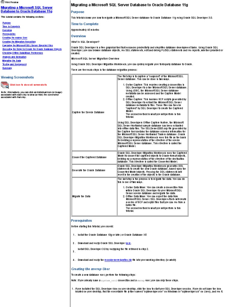 Migrating A Microsoft Sql Server Database To Oracle Database 11g Pdf