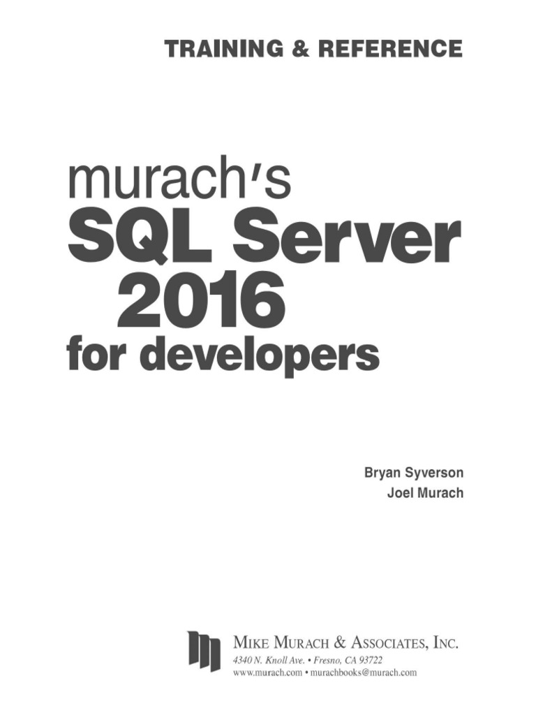 Murachs Sql Server 2016 For Developers Searchable Pdf Pdf