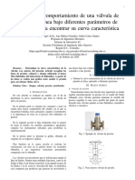 Curva característica de válvula de presión bajo parámetros de operación