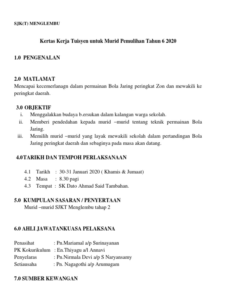 Kertas Kerja Bola Jaring  PDF