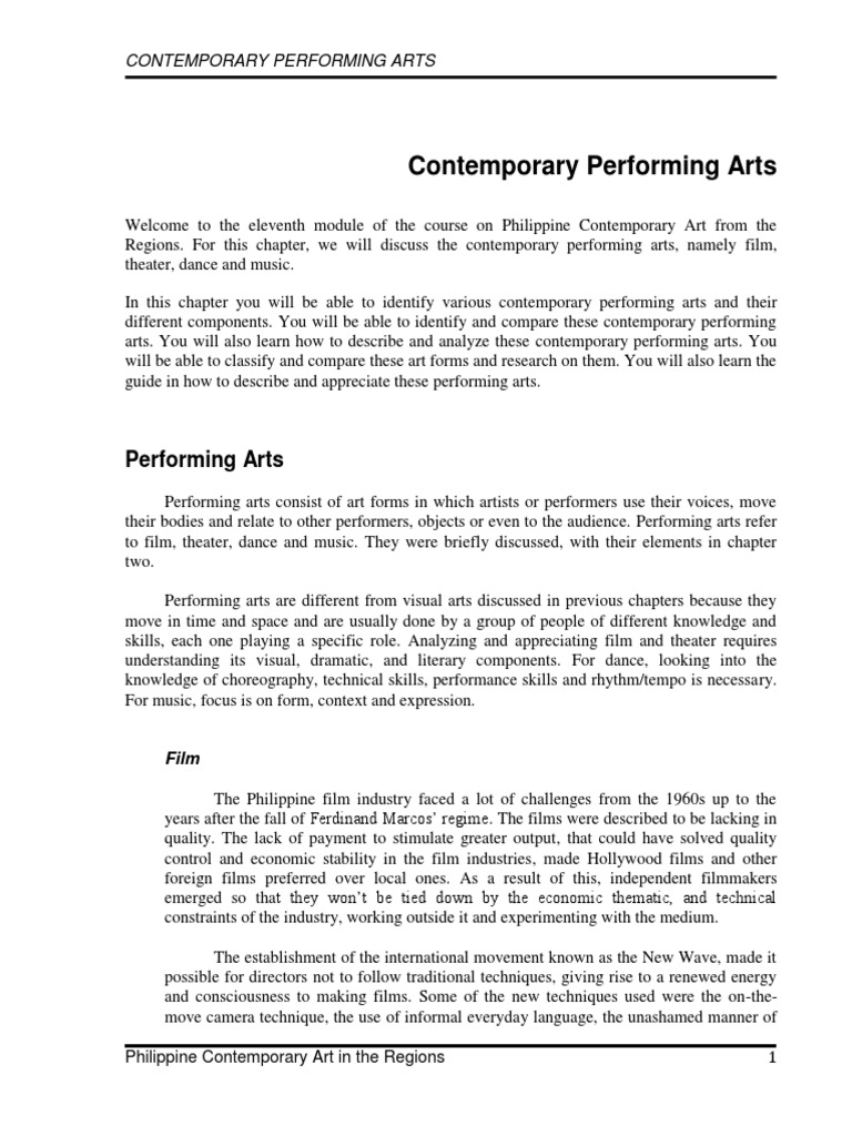 Contemporary Performing Arts in the Philippines | PDF
