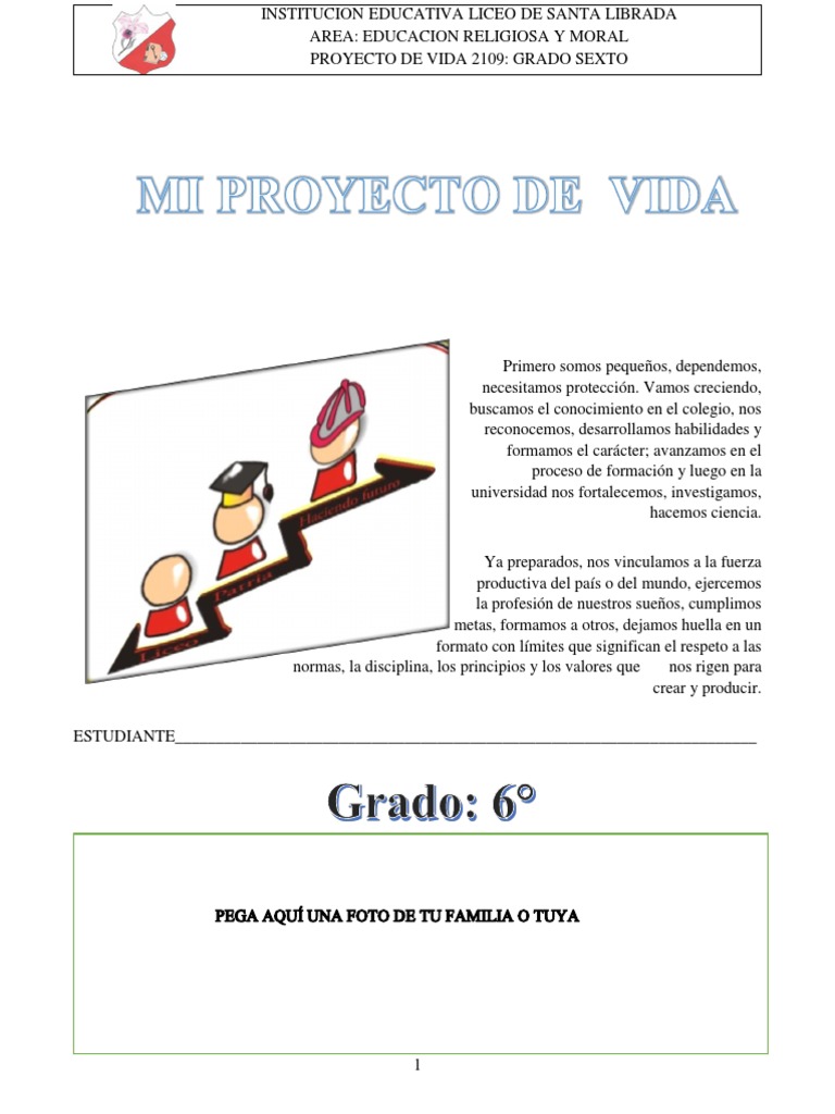 Proyecto de Vida para Sexto Grado | PDF