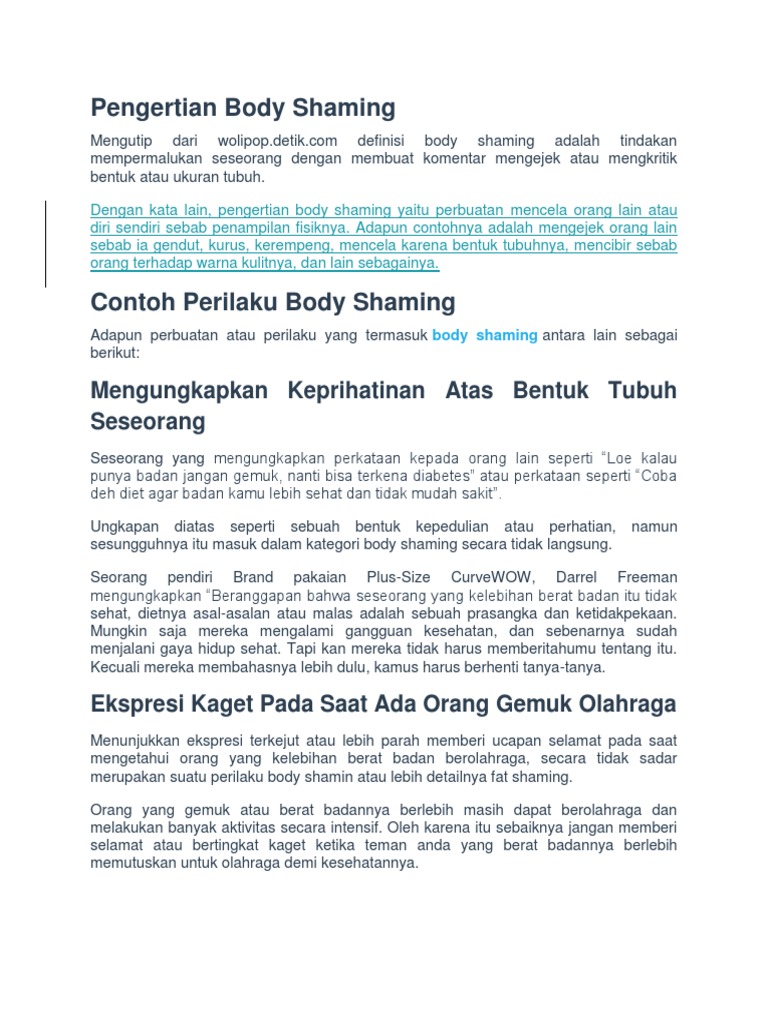 Pengertian Body Shaming Pdf