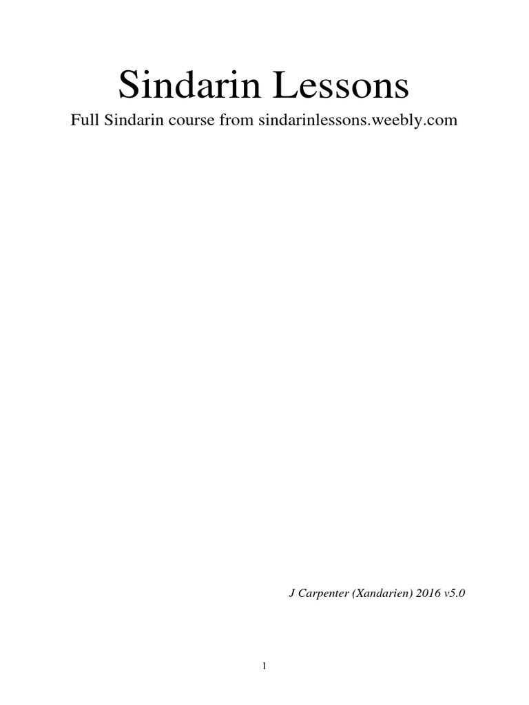 Sindarin Lessons Full Course 5.0 | PDF