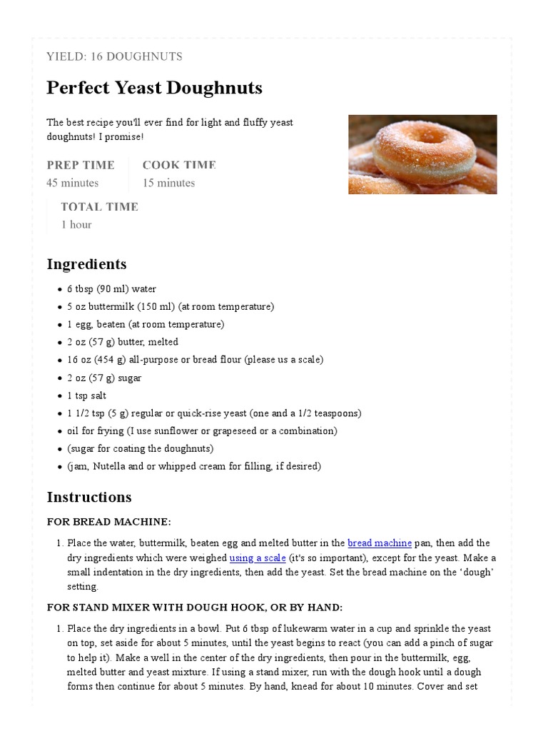 Fluffy Yeast Doughnut Recipe | PDF | Cooking, Food & Wine