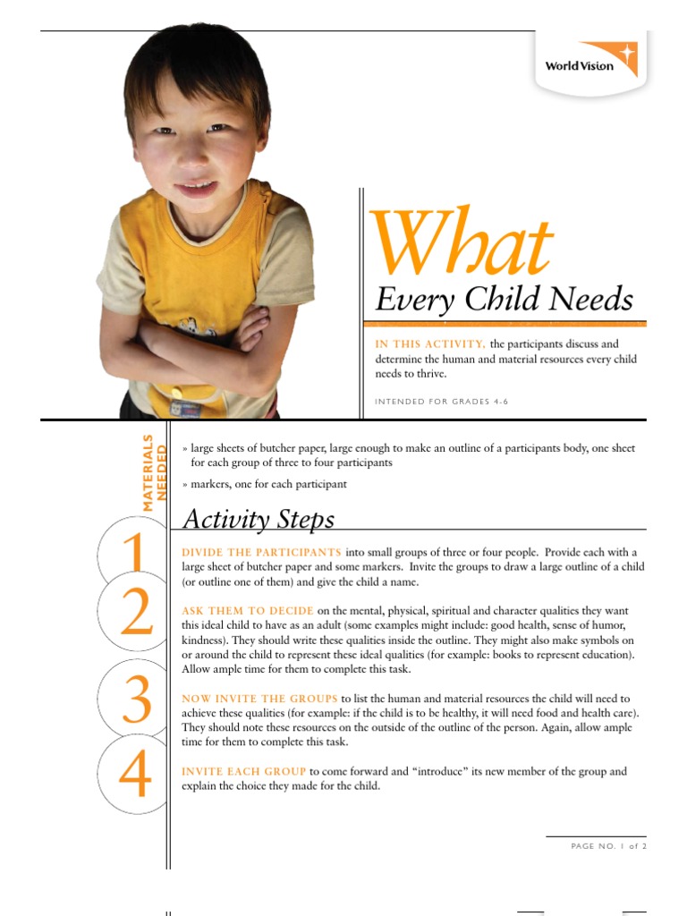 What Every Child Needs PDF World Vision International Poverty