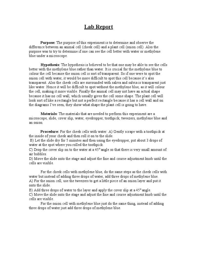 Lab Report for Cheek Cells  Vacuole  Cell (Biology)