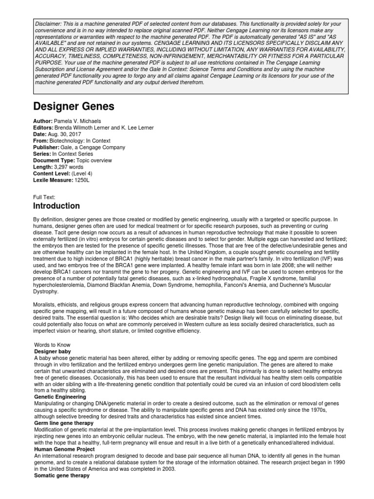 Designer Genes PDF | PDF | Science & Mathematics
