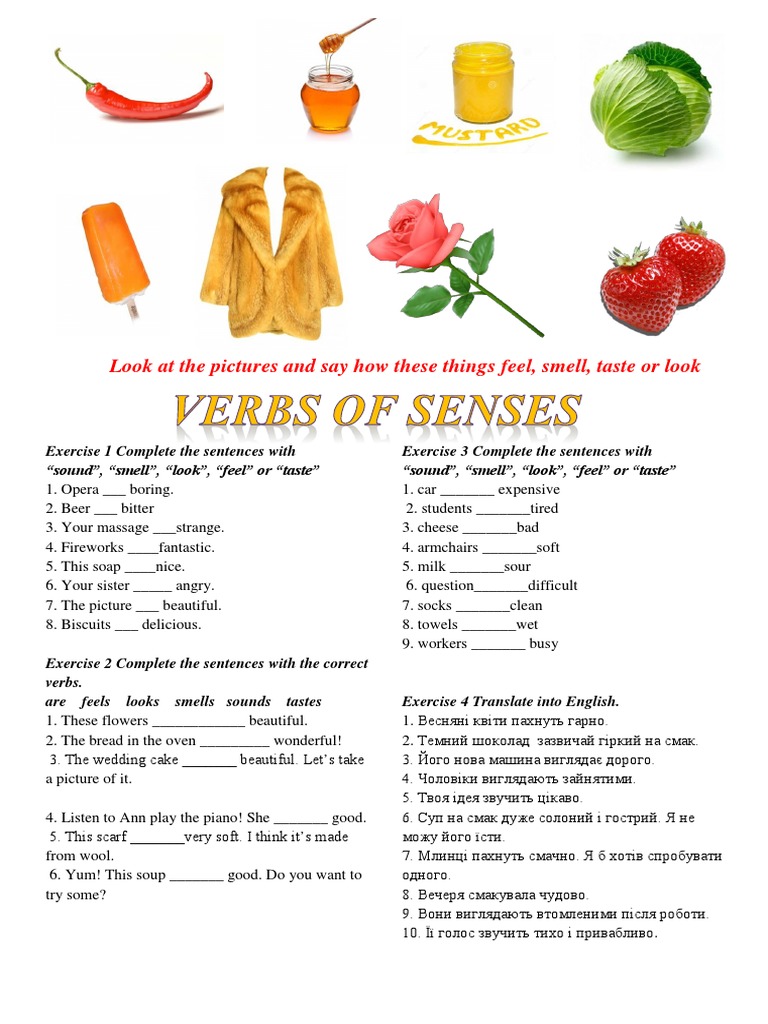 Sensory Verbs Exercises Worksheet | PDF