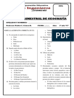 EXAMEN BIMESTRAL GEOGRAFIA 5C Nov