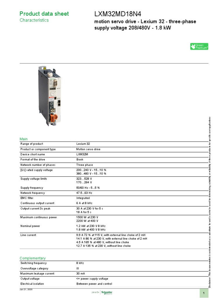 Lexium 32 & Motors - LXM32MD18N4 | PDF