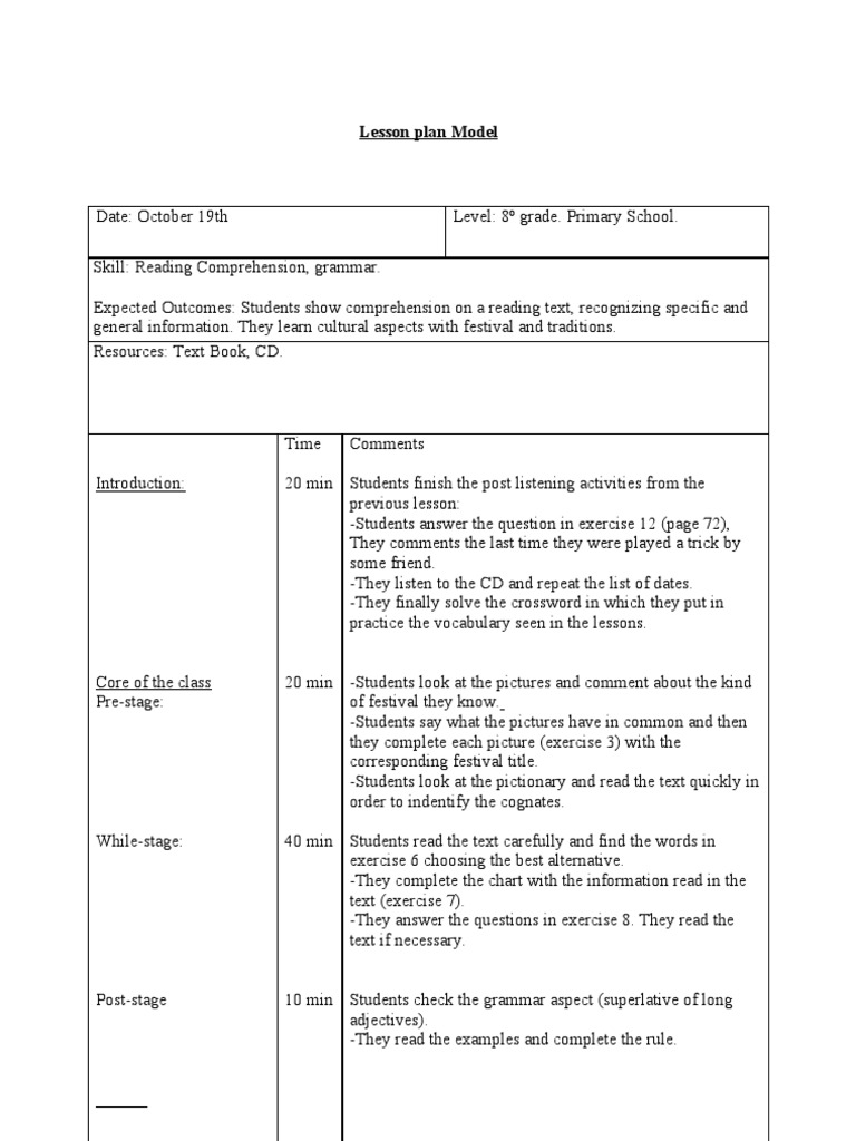 8th Grade Reading Comprehension Lesson Plan | PDF | Foreign Language ...