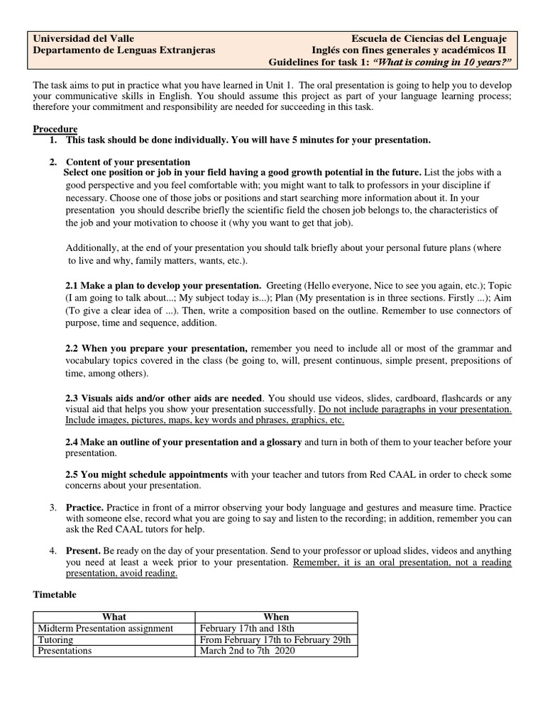 guidelines ingles ii task 1 what is coming in 10 years ingles scribd