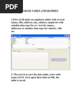 Database Table and Queries