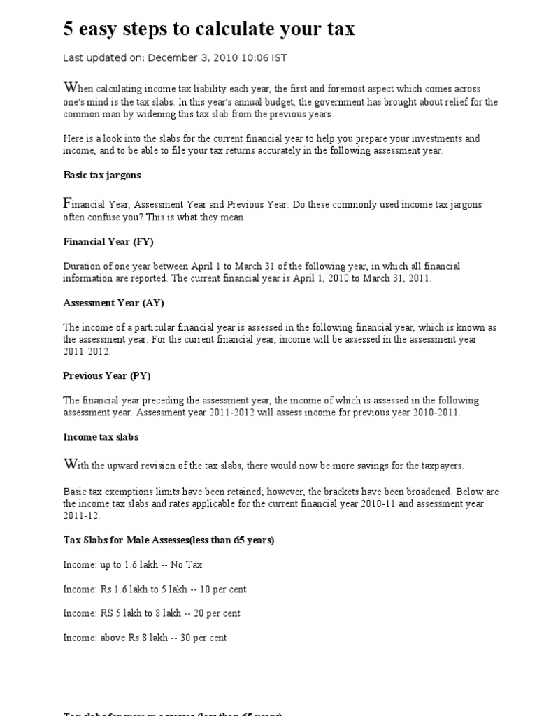 Calculate Your Income Tax in 5 Steps | PDF | Fiscal Year | Tax Bracket