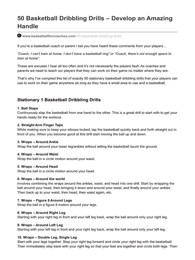 50 Basketball Dribbling Drills Pdf Pdf Sports Ball Games
